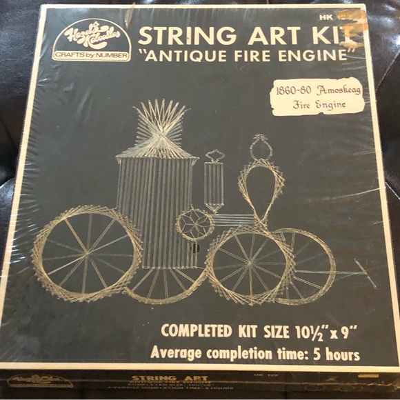 Vintage Never Open Hazels Kaboodles String Art Kit “Antique Fire Engine “ - Picture 2 of 7